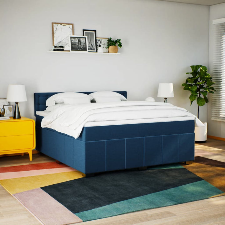 kontinentalseng med madras 180x200 cm stof blå