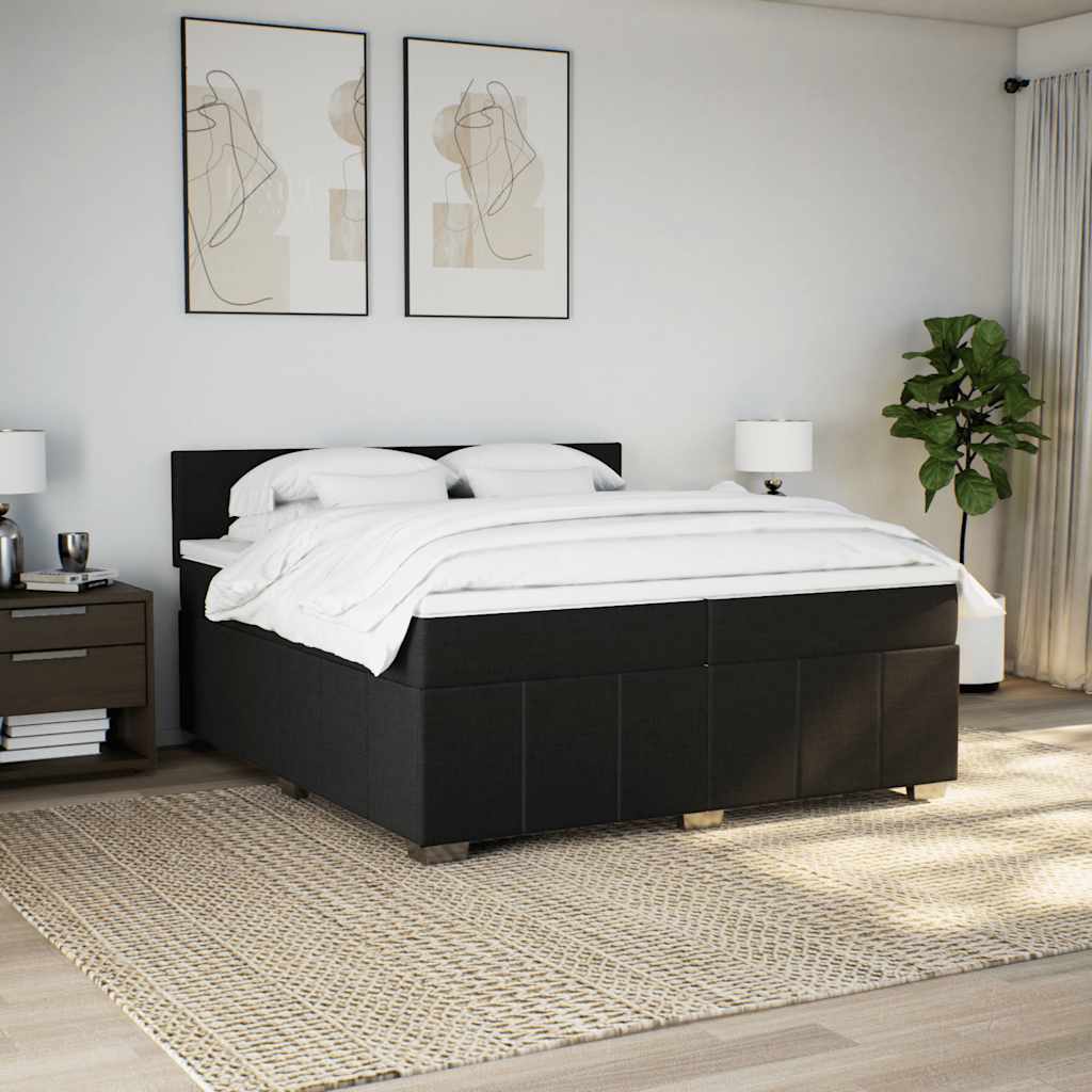 kontinentalseng med madras 200x200 cm stof sort