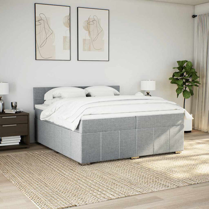 kontinentalseng med madras 200x200 cm stof lysegrå