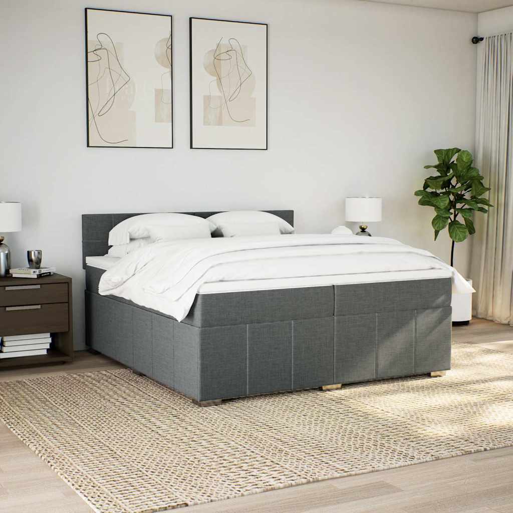 kontinentalseng med madras 200x200 cm stof mørkegrå