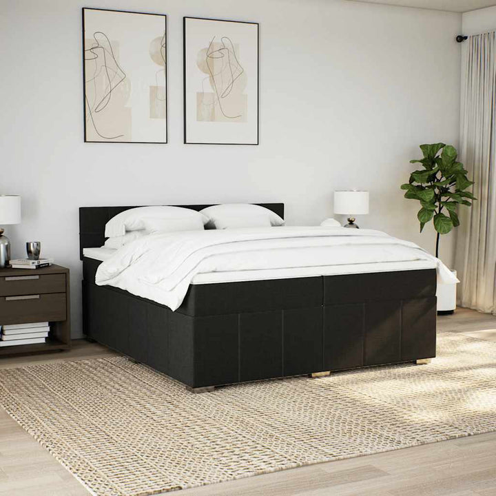 kontinentalseng med madras 200x200 cm stof sort