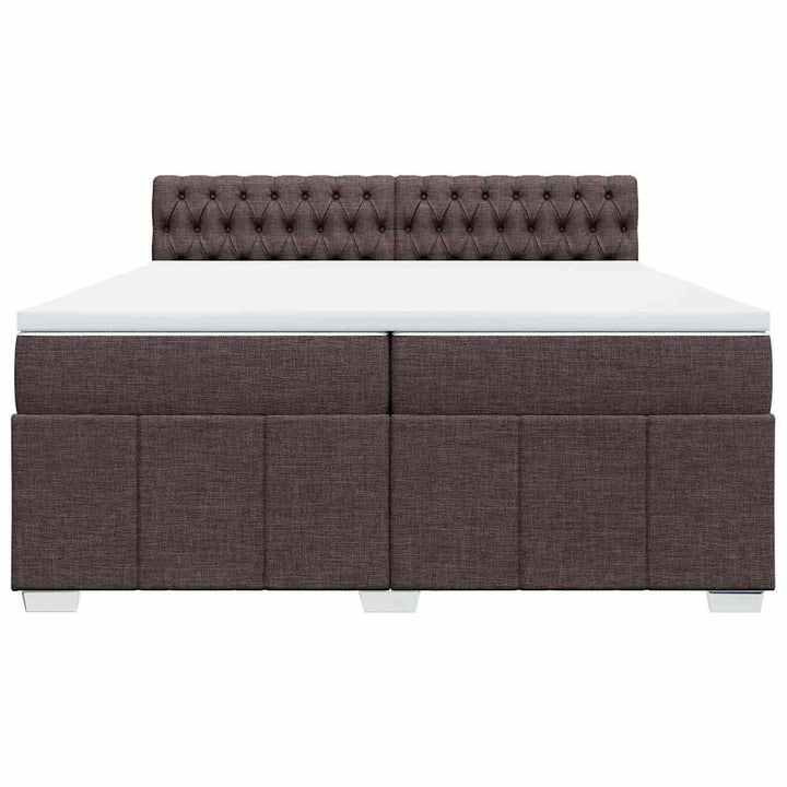 kontinentalseng med madras 200x200 cm stof mørkebrun