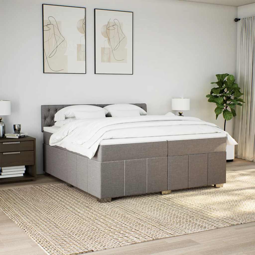 kontinentalseng med madras 200x200 cm stof gråbrun