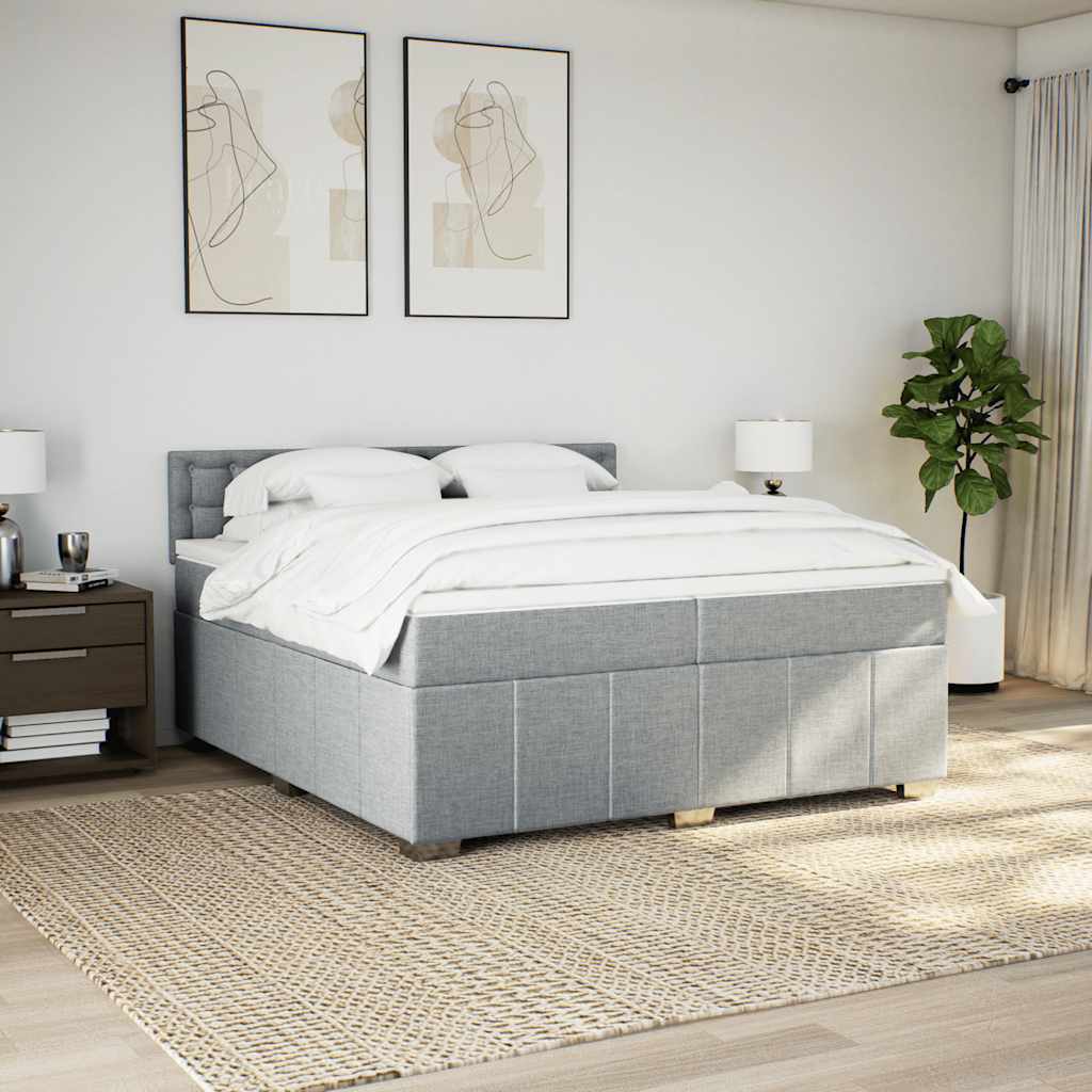 kontinentalseng med madras 200x200 cm stof lysegrå