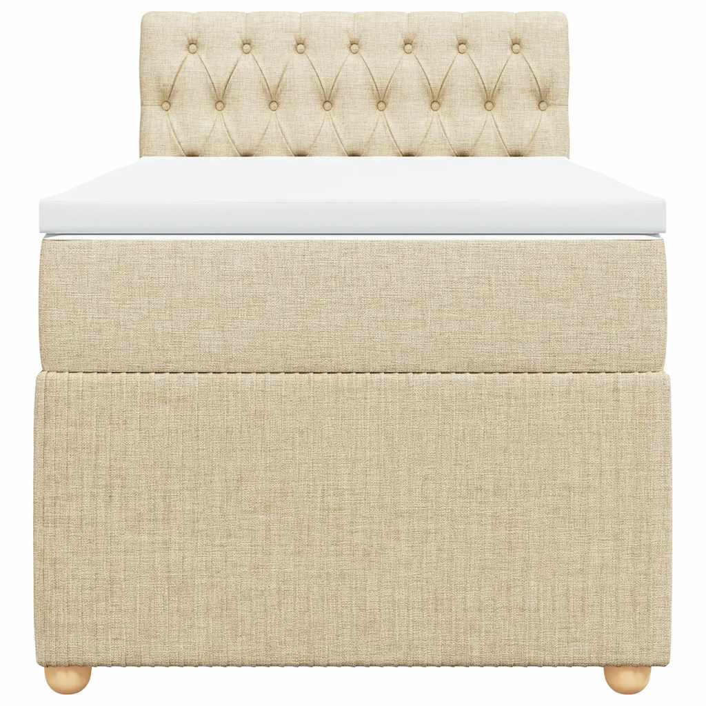 kontinentalseng med madras 80x200 cm stof cremefarvet