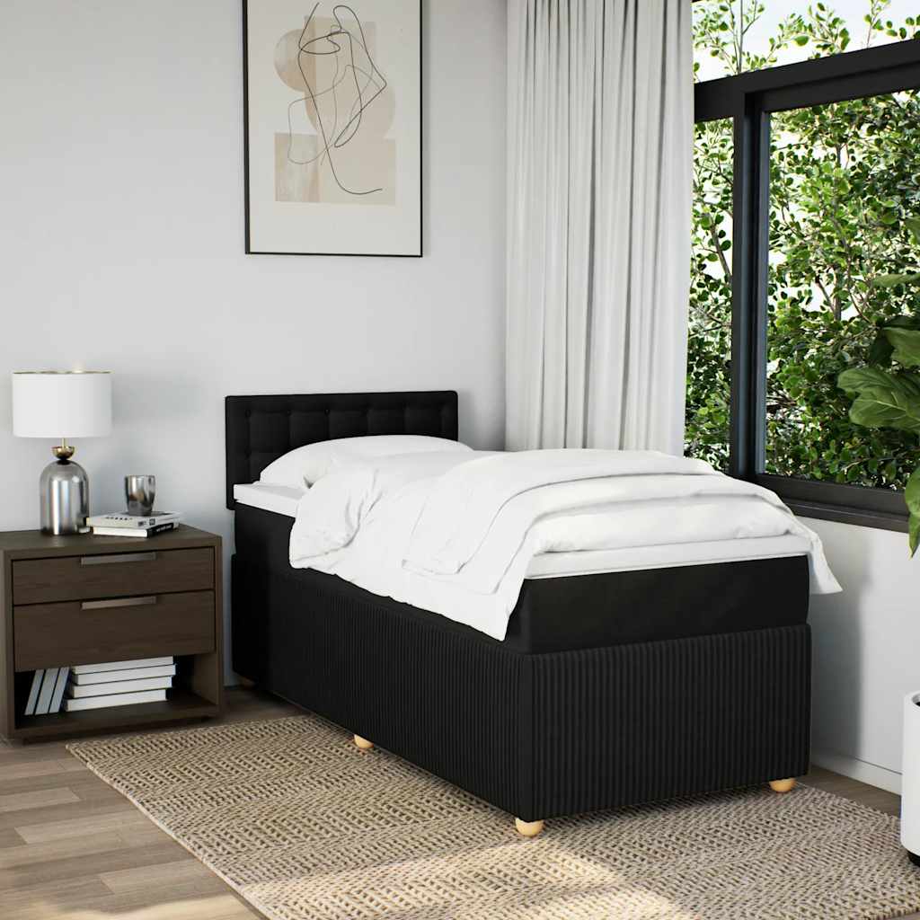 kontinentalseng med madras 80x200 cm stof sort