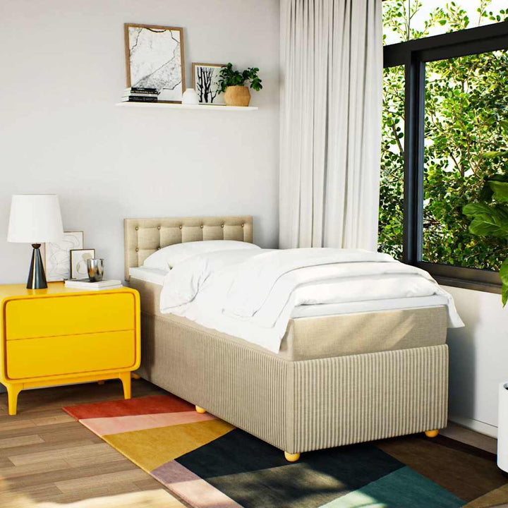 kontinentalseng med madras 80x200 cm stof cremefarvet