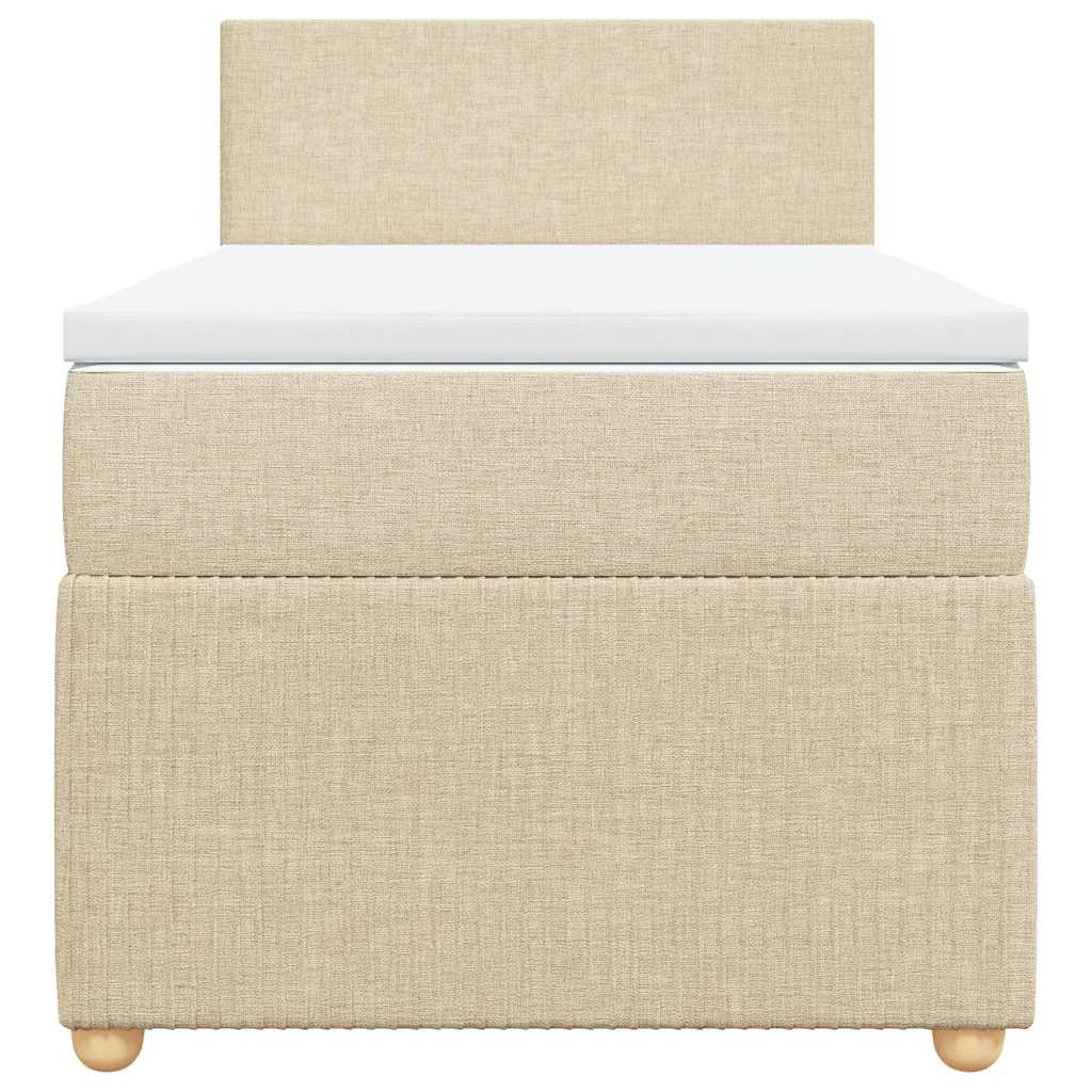 kontinentalseng med madras 90x190 cm stof cremefarvet