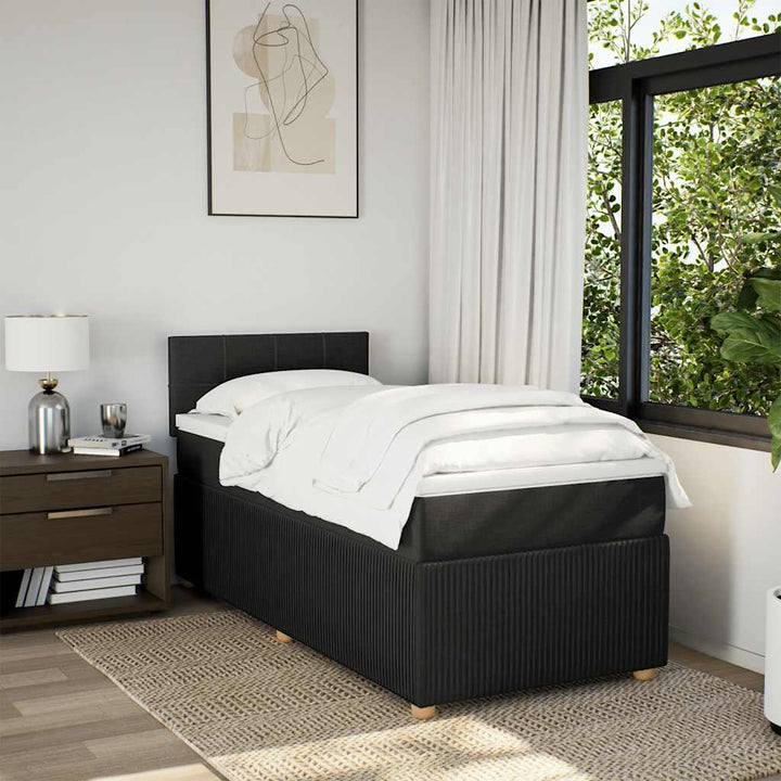 kontinentalseng med madras 90x190 cm stof sort