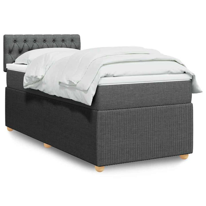 kontinentalseng med madras 90x190 cm stof mørkegrå