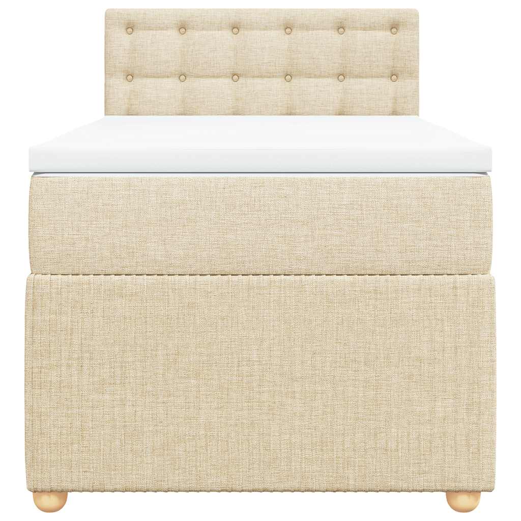 kontinentalseng med madras 90x190 cm stof cremefarvet