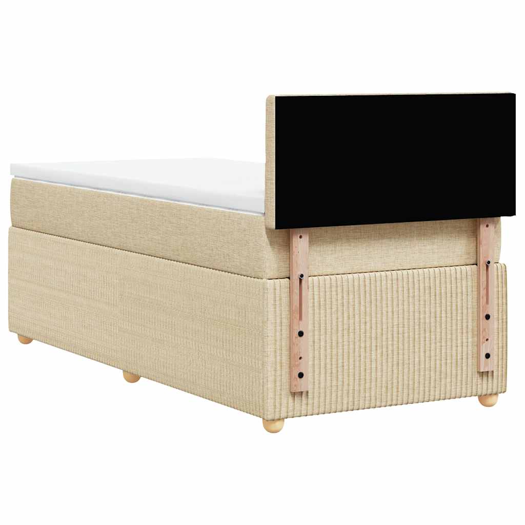 kontinentalseng med madras 90x190 cm stof cremefarvet