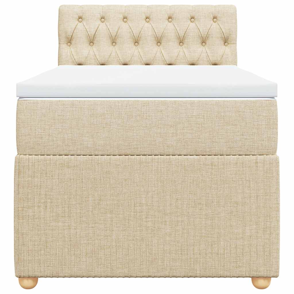 kontinentalseng med madras 90x200 cm stof cremefarvet