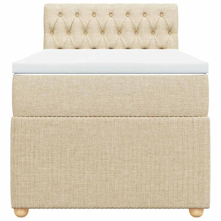 kontinentalseng med madras 90x200 cm stof cremefarvet