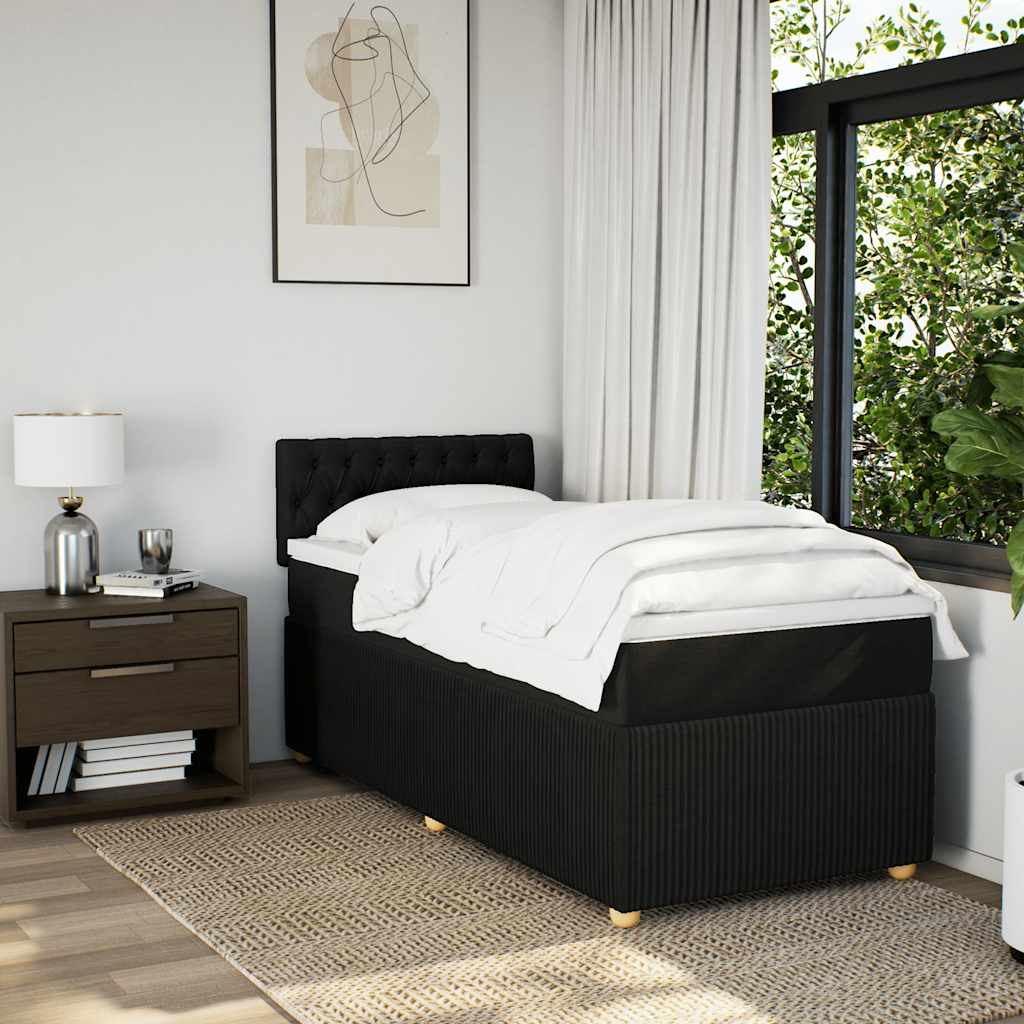 kontinentalseng med madras 100x200 cm stof sort