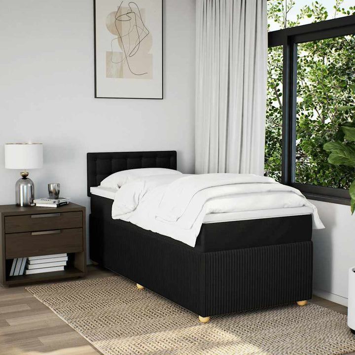 kontinentalseng med madras 100x200 cm stof sort