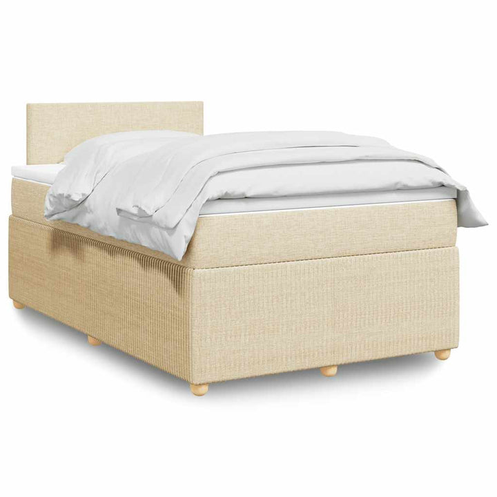 kontinentalseng med madras 120x190 cm stof cremefarvet