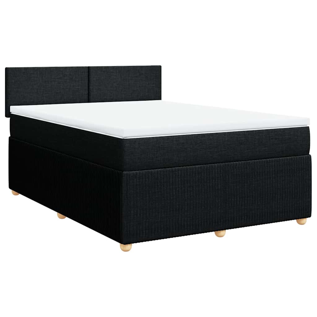 kontinentalseng med madras 140x190 cm stof sort