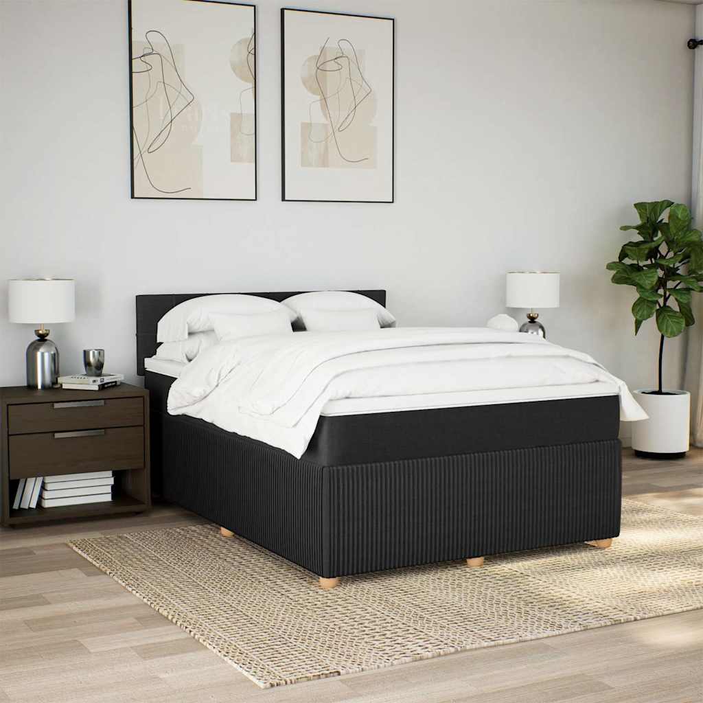 kontinentalseng med madras 140x190 cm stof sort