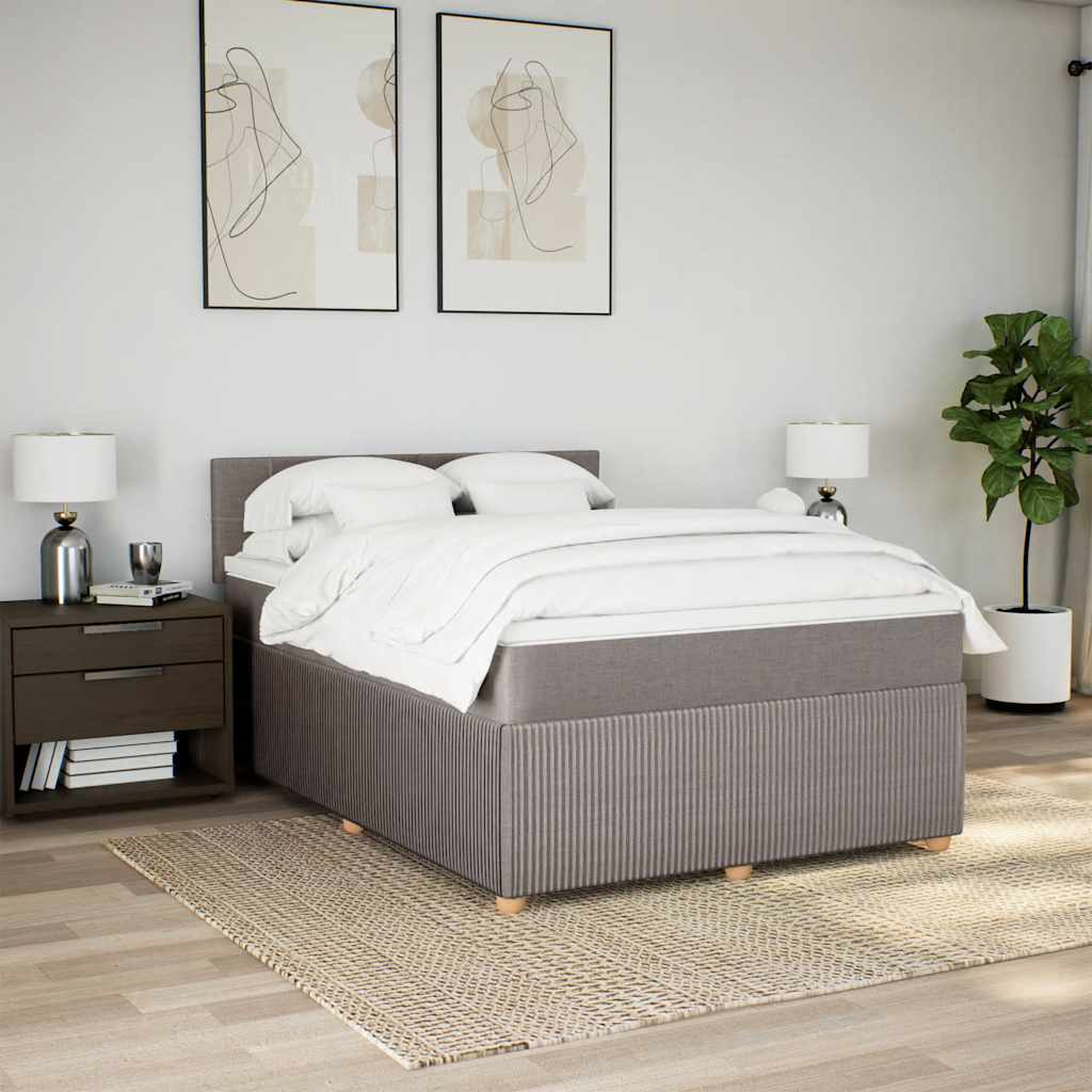 kontinentalseng med madras 140x190 cm stof gråbrun