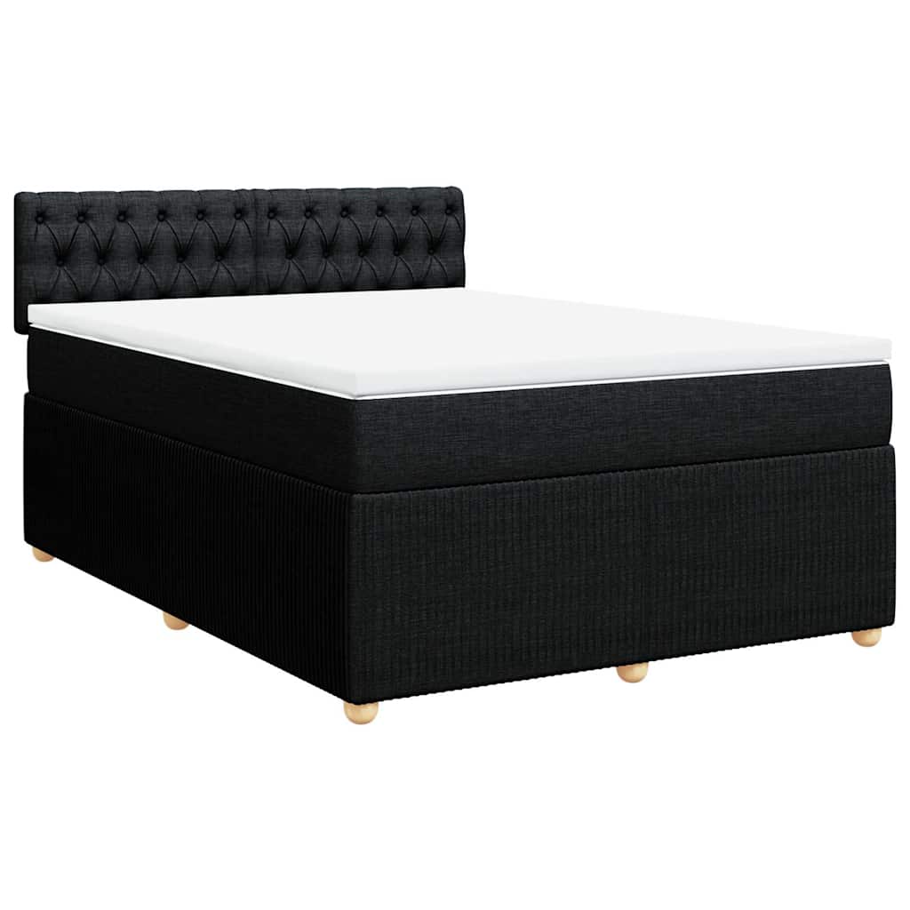 kontinentalseng med madras 140x190 cm stof sort