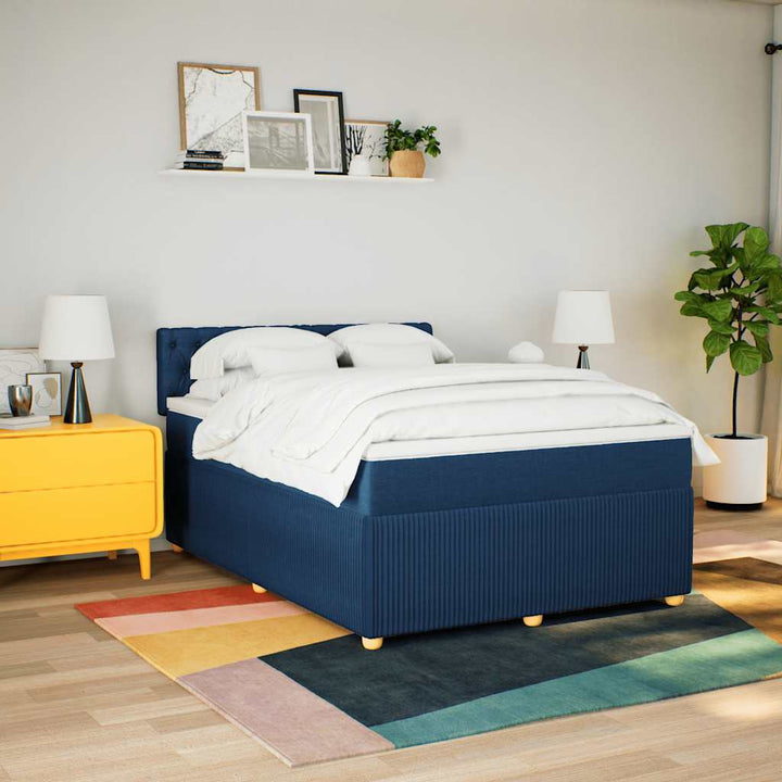 kontinentalseng med madras 140x190 cm stof blå
