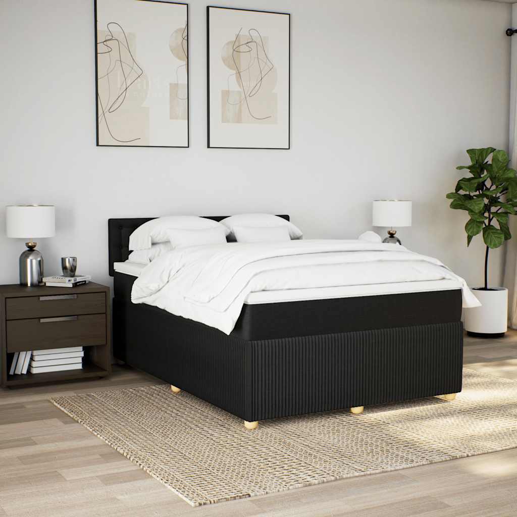 kontinentalseng med madras 140x190 cm stof sort