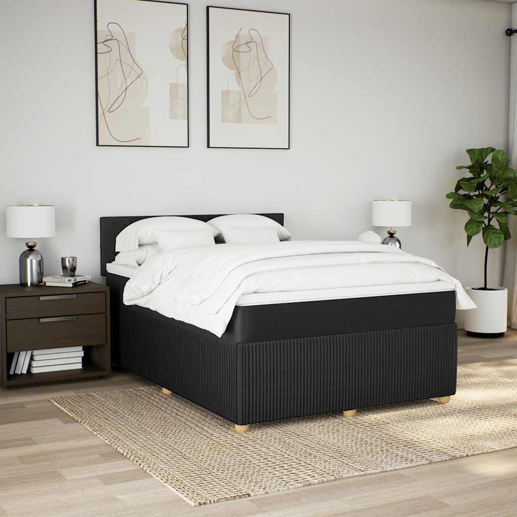 kontinentalseng med madras 140x200 cm stof sort