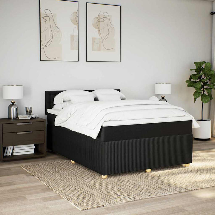 kontinentalseng med madras 140x200 cm stof sort
