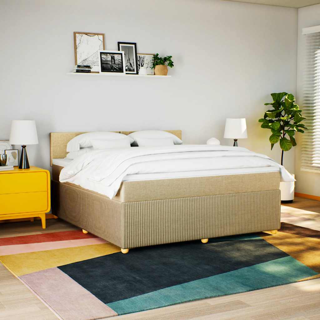 kontinentalseng med madras 180x200 cm stof cremefarvet