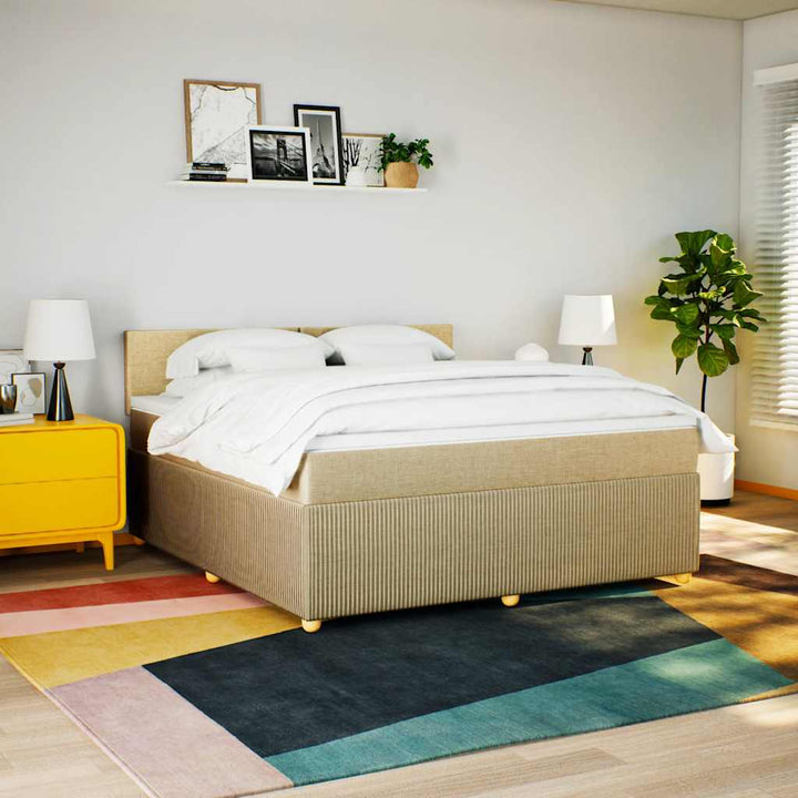 kontinentalseng med madras 180x200 cm stof cremefarvet