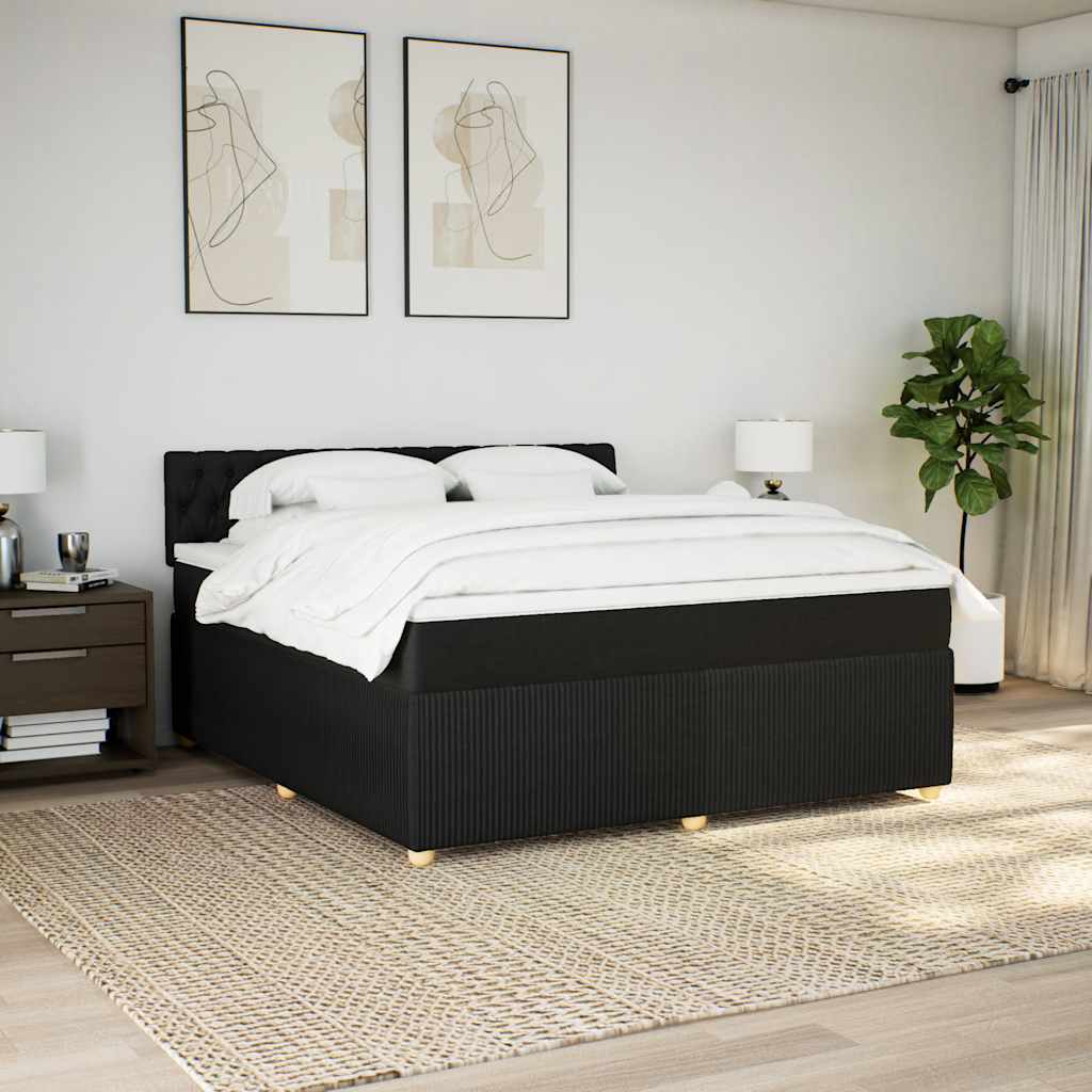 kontinentalseng med madras 180x200 cm stof sort