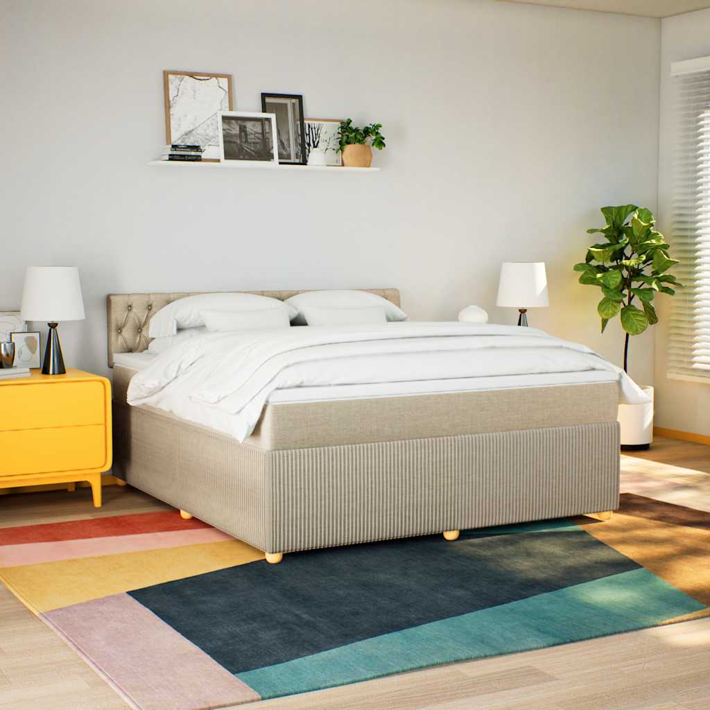 kontinentalseng med madras 180x200 cm stof cremefarvet