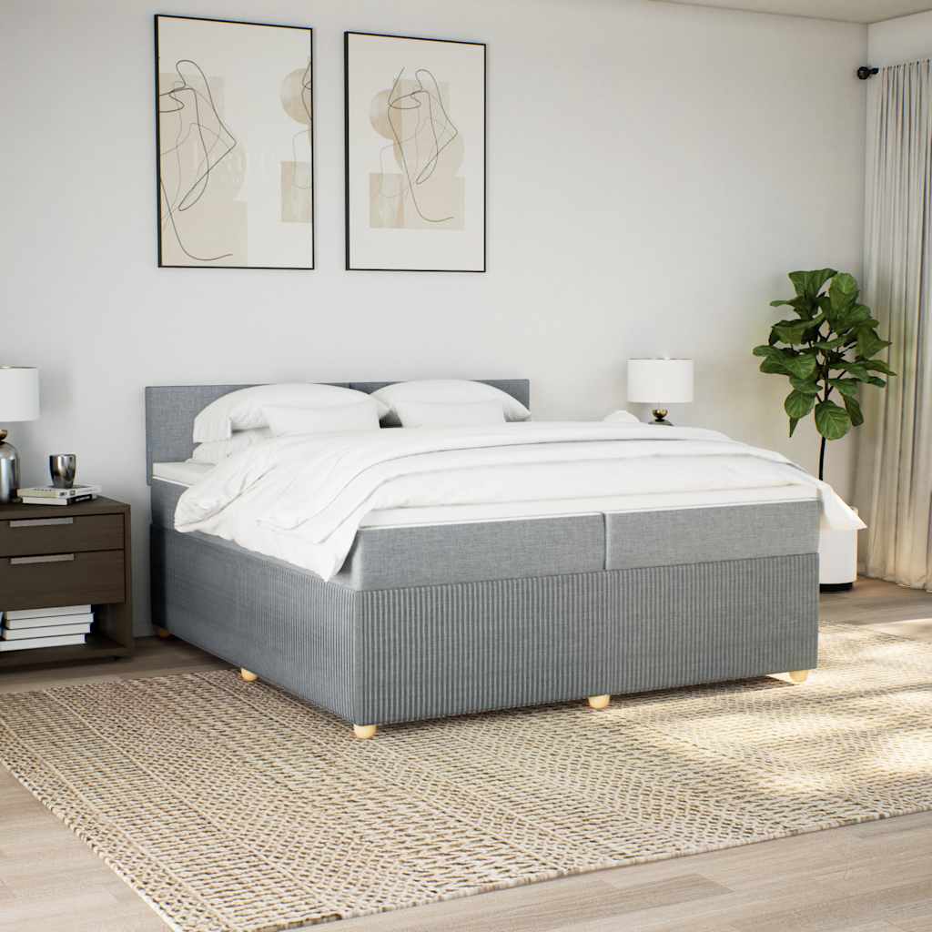 kontinentalseng med madras 200x200 cm stof lysegrå