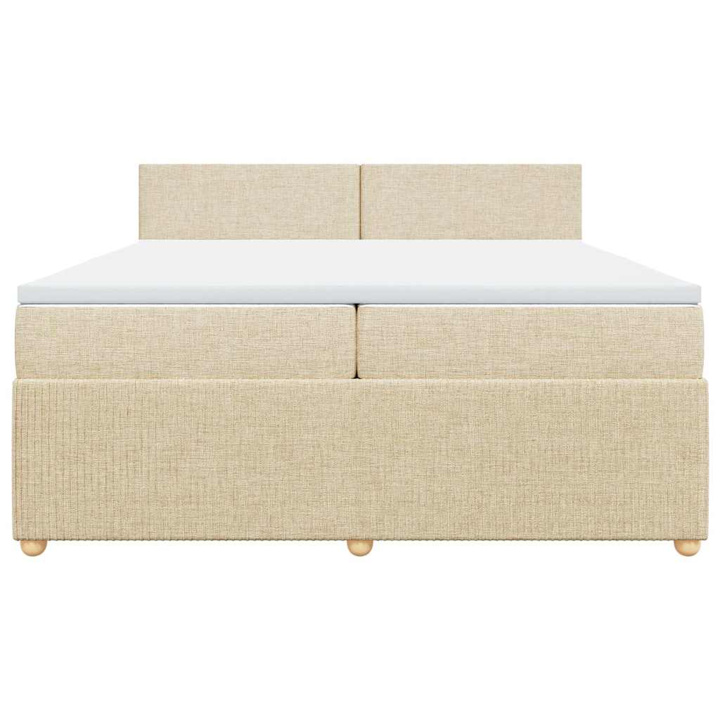 kontinentalseng med madras 200x200 cm stof cremefarvet