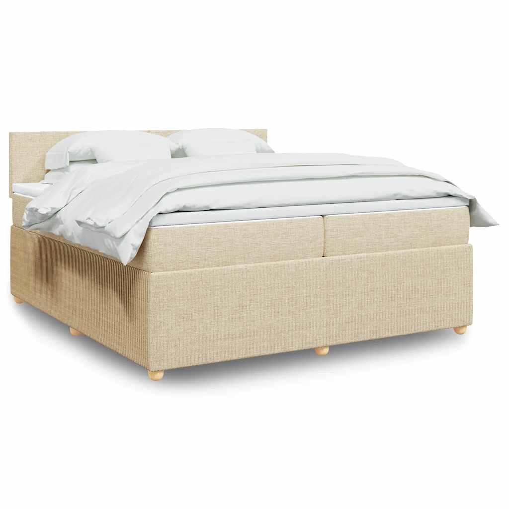 kontinentalseng med madras 200x200 cm stof cremefarvet