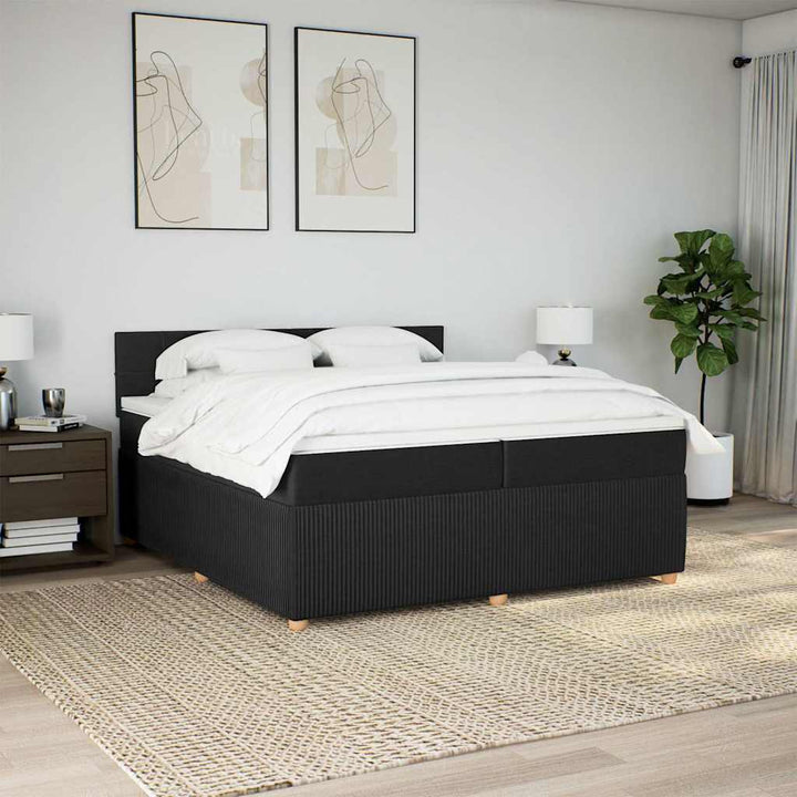 kontinentalseng med madras 200x200 cm stof sort