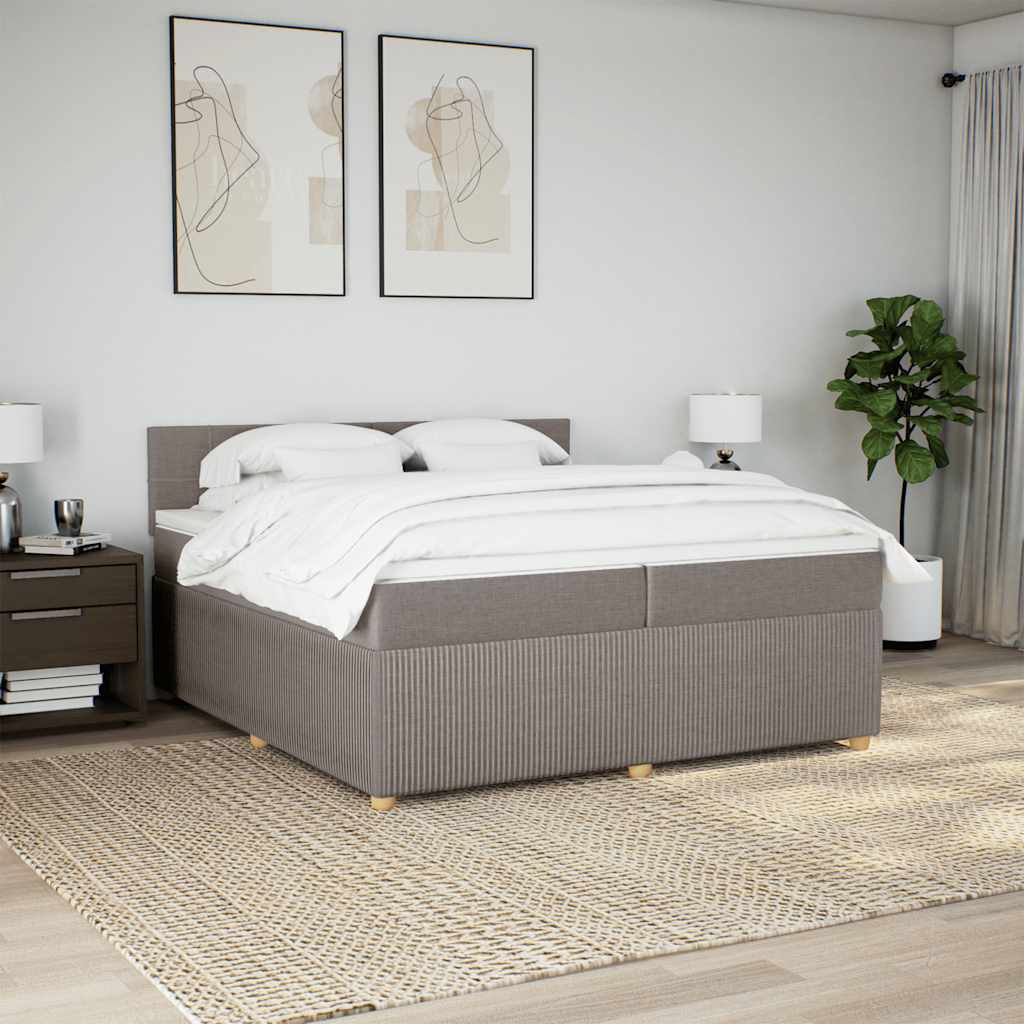 kontinentalseng med madras 200x200 cm stof gråbrun