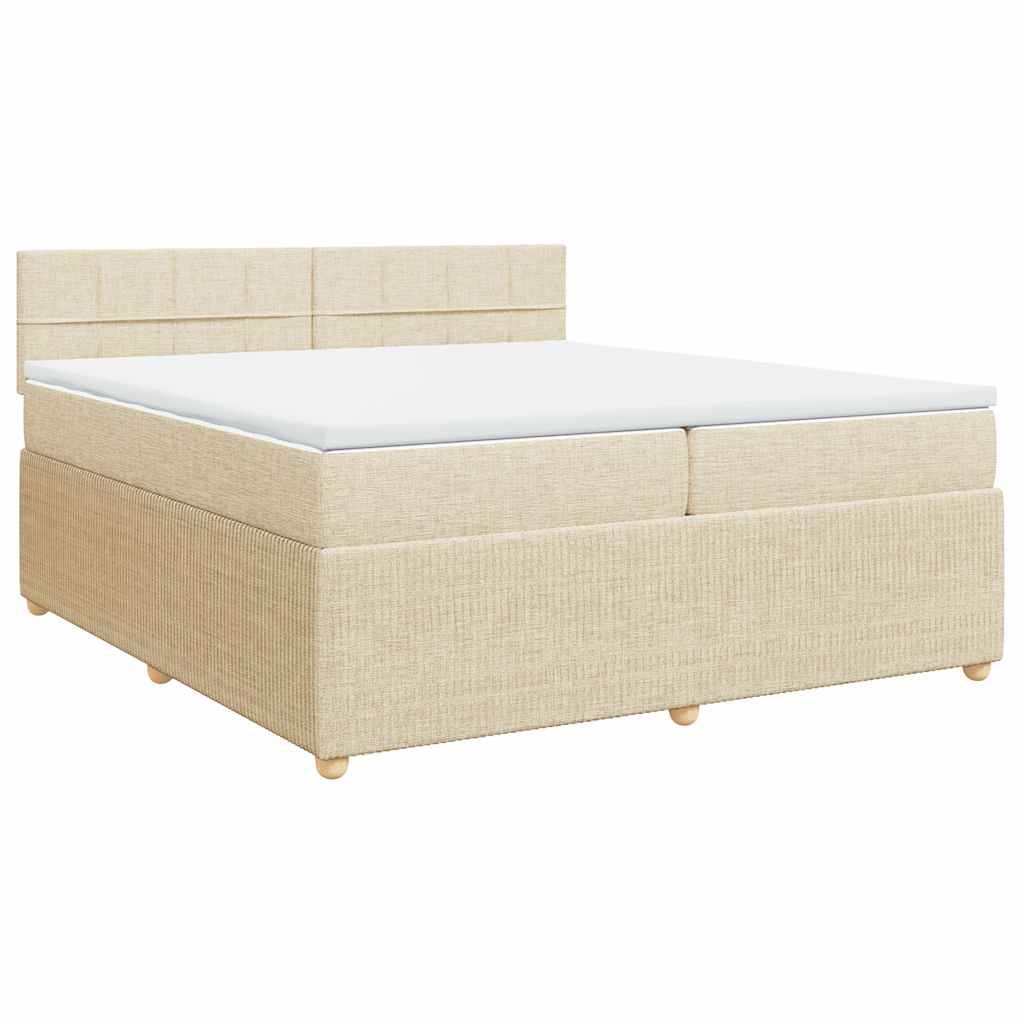 kontinentalseng med madras 200x200 cm stof cremefarvet
