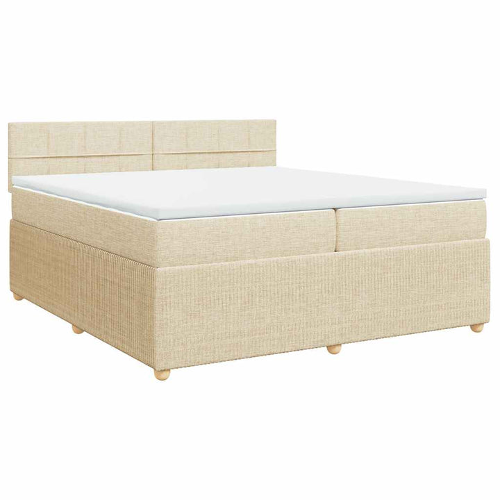 kontinentalseng med madras 200x200 cm stof cremefarvet
