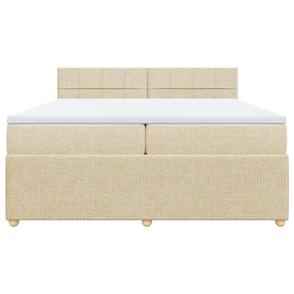 kontinentalseng med madras 200x200 cm stof cremefarvet