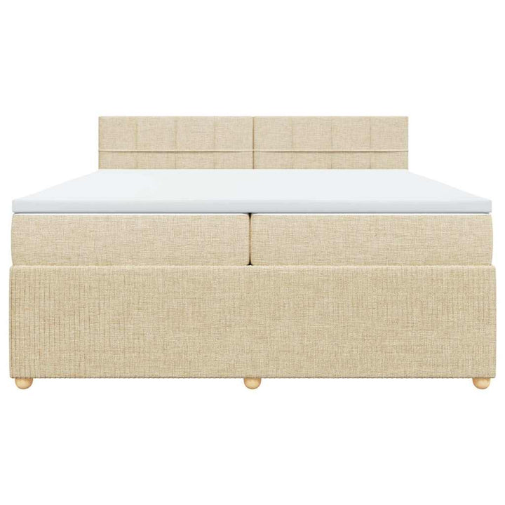 kontinentalseng med madras 200x200 cm stof cremefarvet