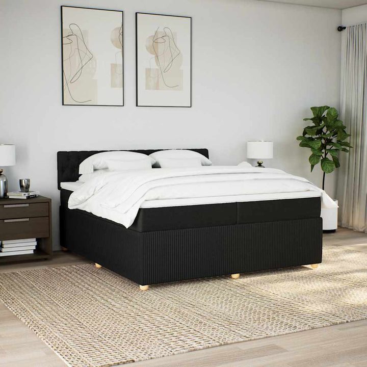 kontinentalseng med madras 200x200 cm stof sort