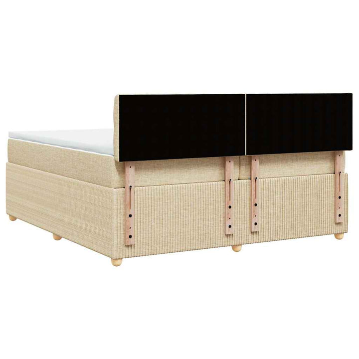 kontinentalseng med madras 200x200 cm stof cremefarvet