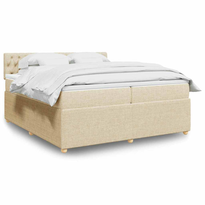kontinentalseng med madras 200x200 cm stof cremefarvet