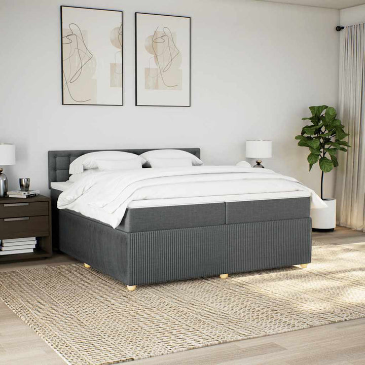 kontinentalseng med madras 200x200 cm stof mørkegrå