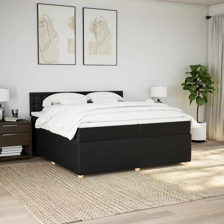 kontinentalseng med madras 200x200 cm stof sort