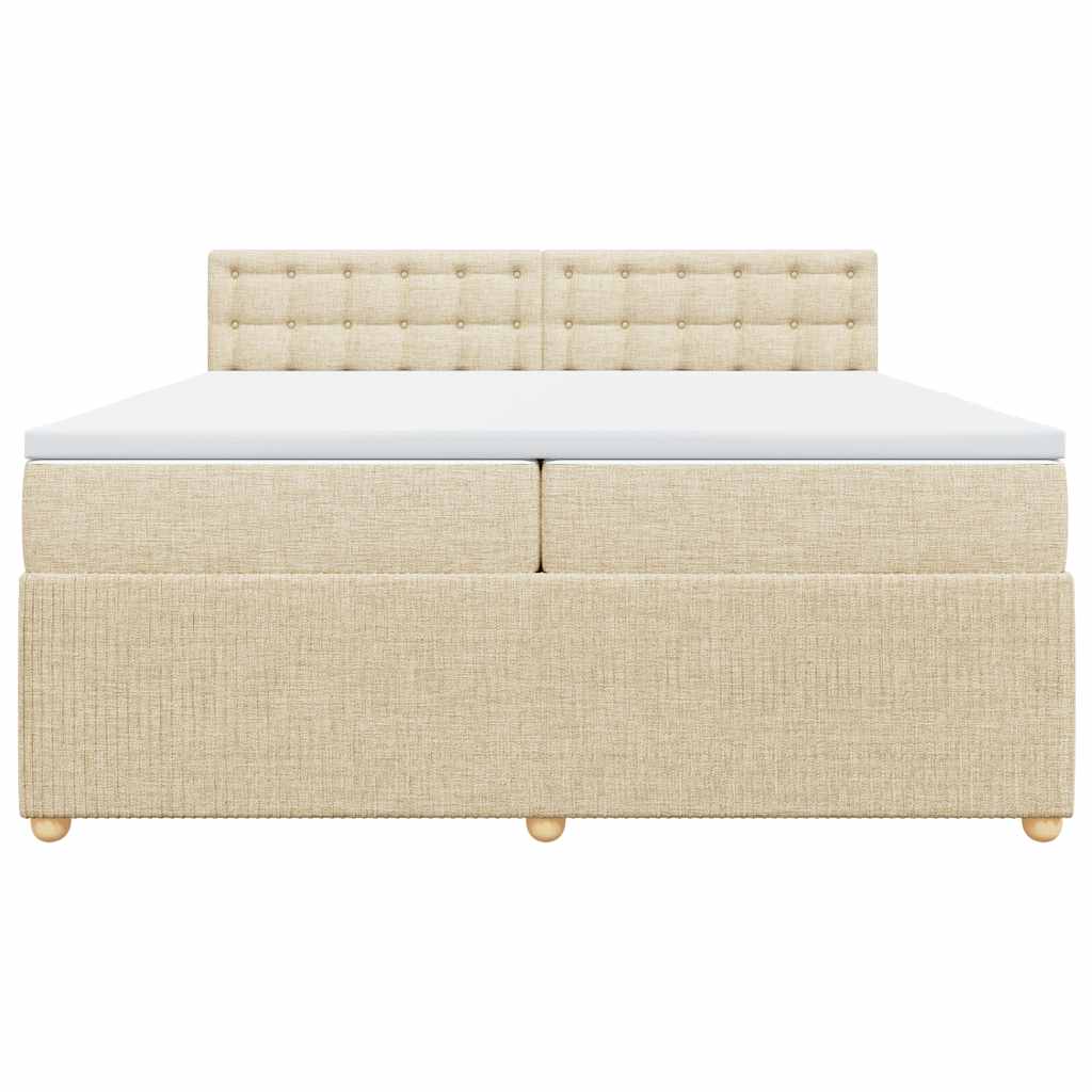 kontinentalseng med madras 200x200 cm stof cremefarvet