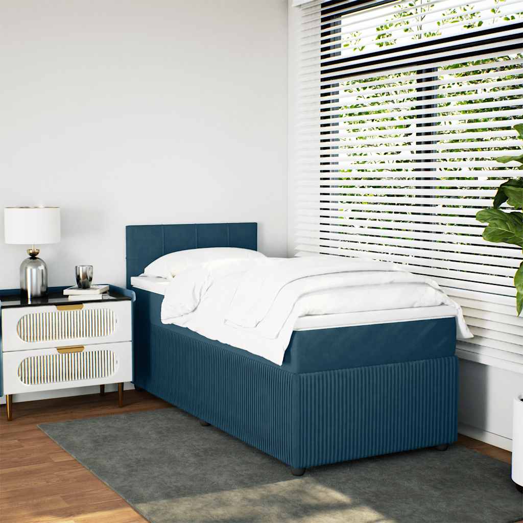 kontinentalseng med madras 80x200 cm fløjl blå