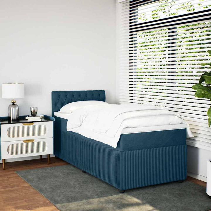 kontinentalseng med madras 80x200 cm fløjl blå
